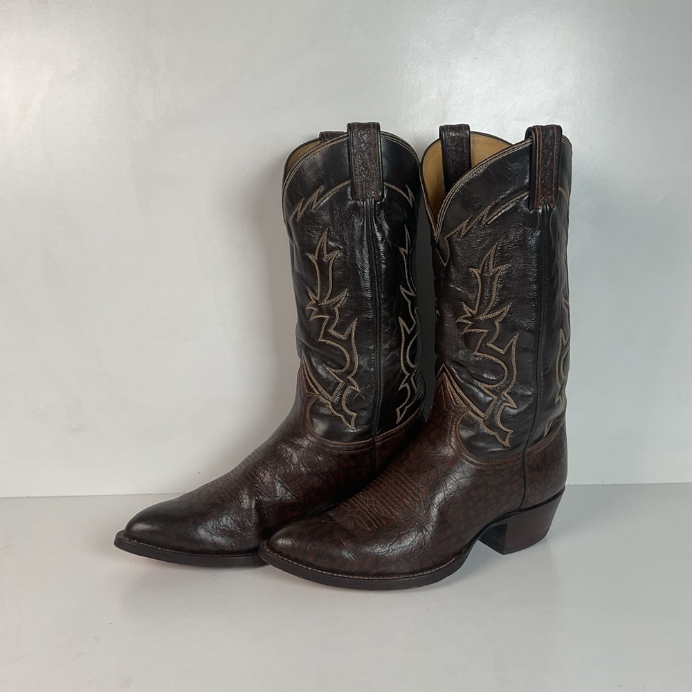 Vintage Tony Lama Exotic Caribou Cowboy Boots 9 EEE Gold Label